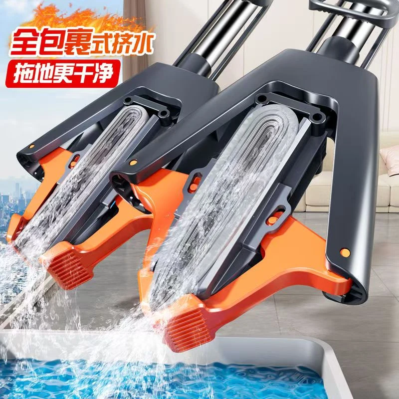 海绵拖把吸水家用免手洗一拖净新款对折式挤水胶棉拖把日用套装