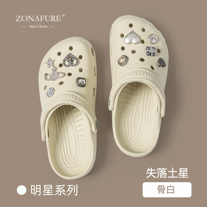 明星同款洞洞鞋女款季夏外穿厚底网红爆款半包拖鞋轻便软底凉鞋男