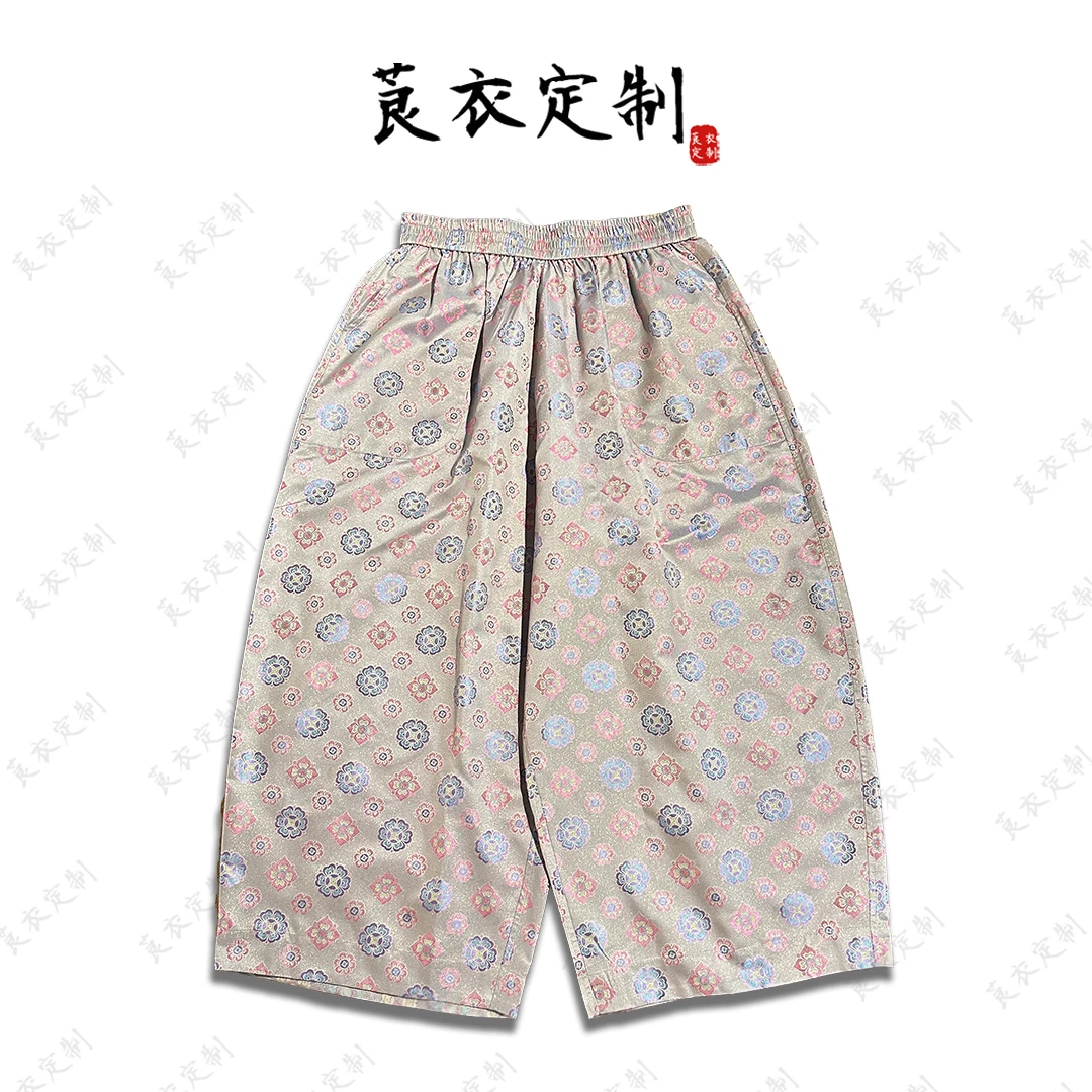莨衣阁【溪月】异色罗裤子满分桑蚕丝双面穿八分裤夏季外穿休闲裤
