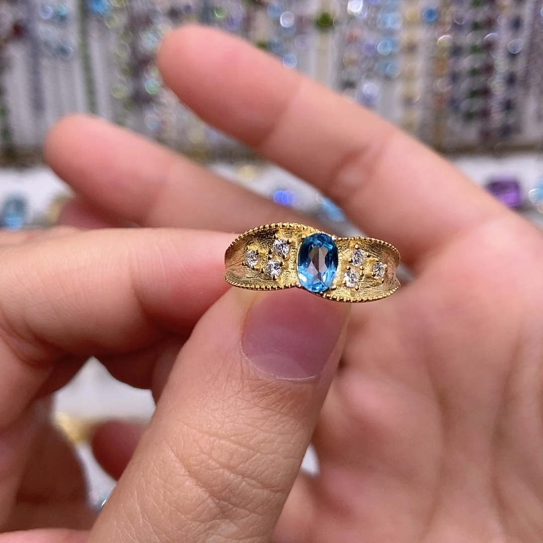 戒指银S925镶嵌托帕石