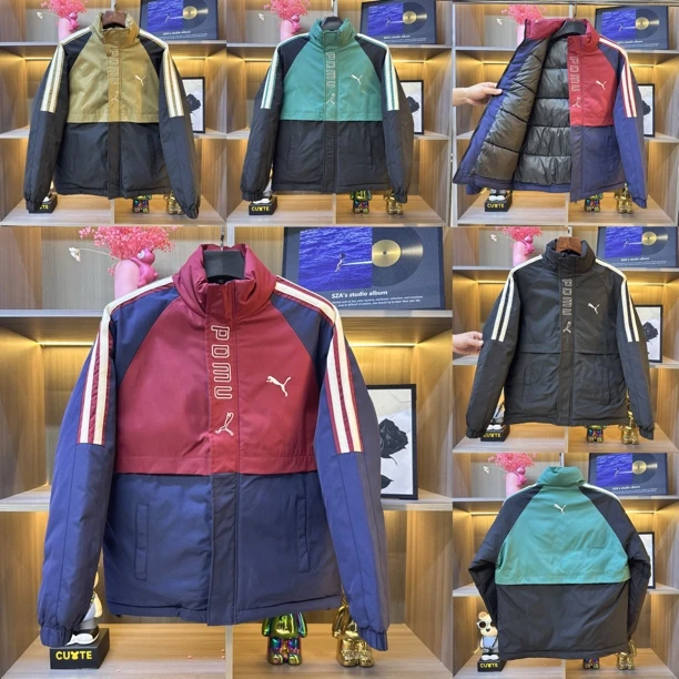 冬季新款拼色时尚简约休闲修身刺绣立领加厚保暖大棉服-9952