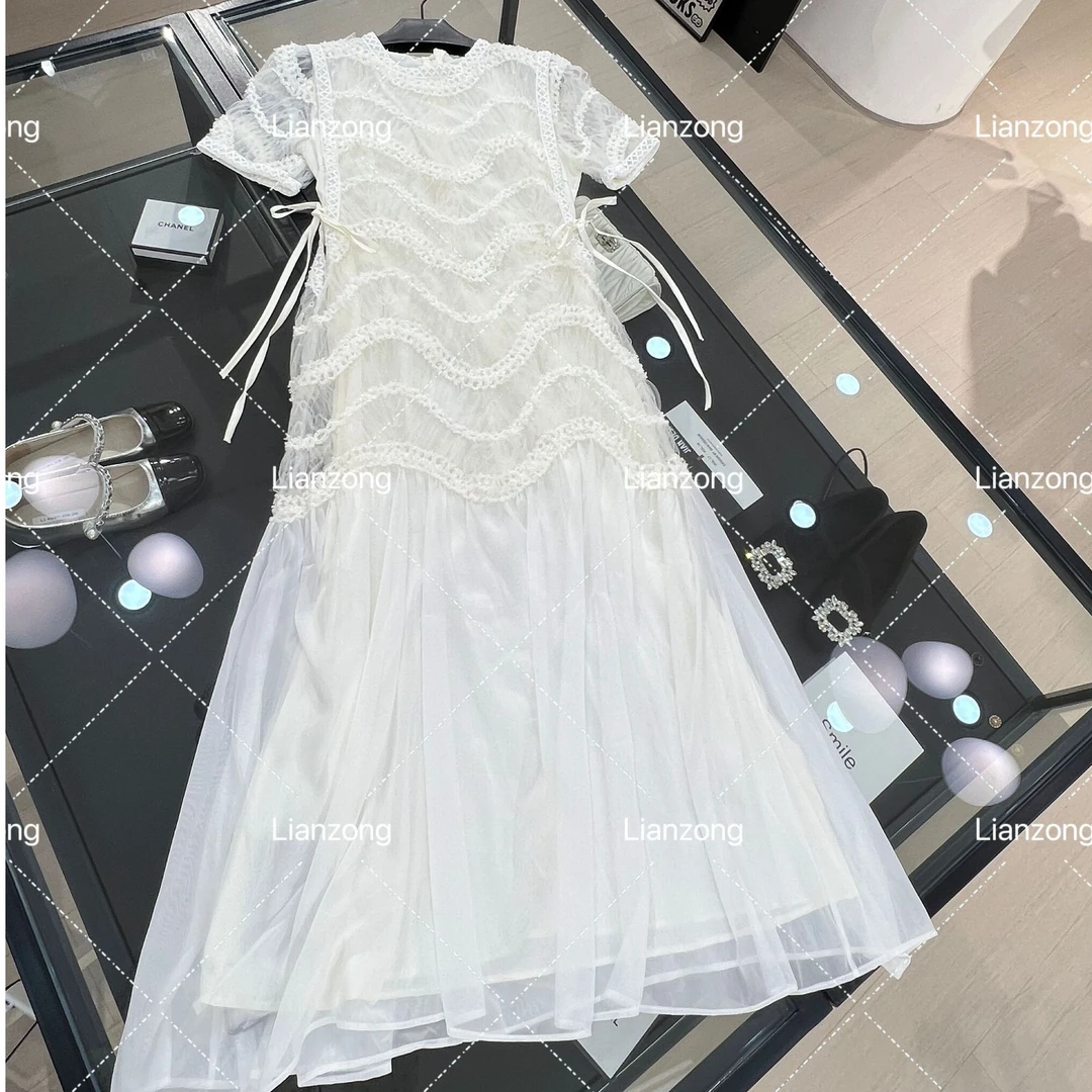 H型裙法式不褪色拼接长裙连衣裙旗袍礼服泡泡袖女装长款显瘦