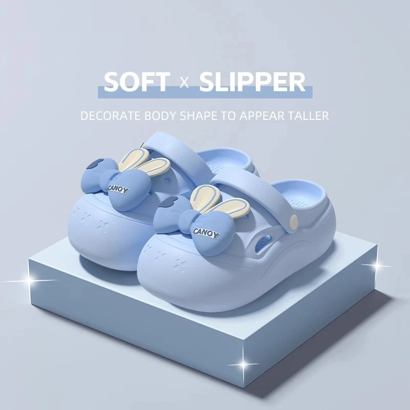 蝴蝶结凉拖女夏季新款厚底包头防滑室内居家透气舒适踩屎感洞洞鞋