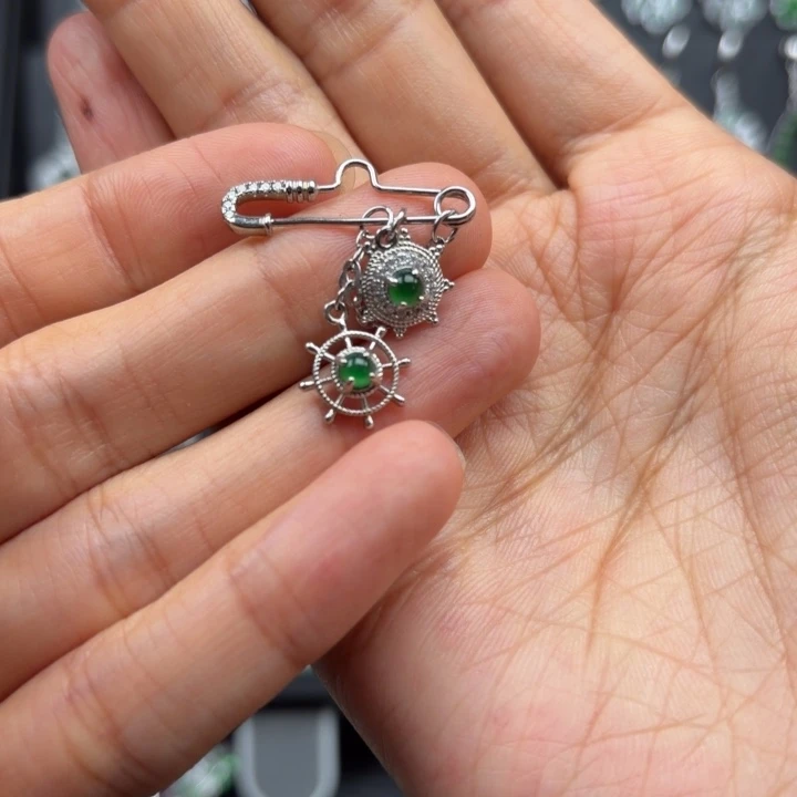 翡翠银S925镶嵌耳饰