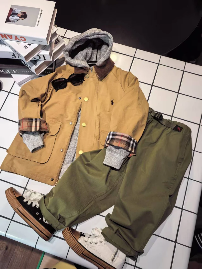 「LIUYI」春季男女童新款百搭刺绣翻领工装风外套  2466