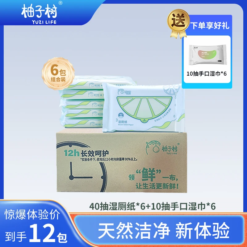 【限量秒杀】湿巾12包组合6包湿厕纸40抽+6包10抽湿纸巾婴儿用