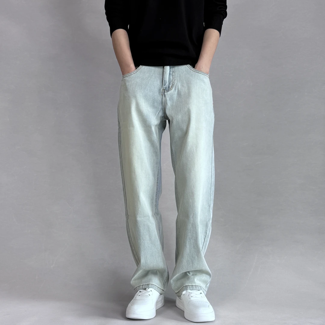 【宽松直筒】弹力春夏薄款软牛仔裤男款浅色简约大气美式休闲垂感