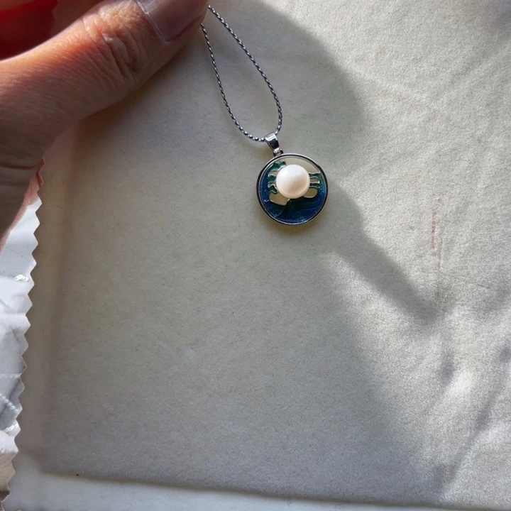 淡水珍珠胸饰银S925镶嵌