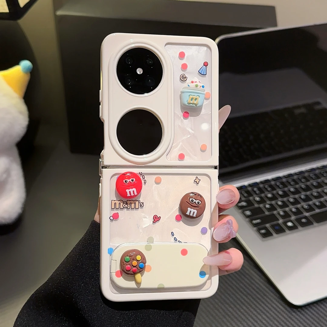 适用于华为POCKET2手机壳奶油壳FINDN3FLIPm豆支架XFLI2024高级感