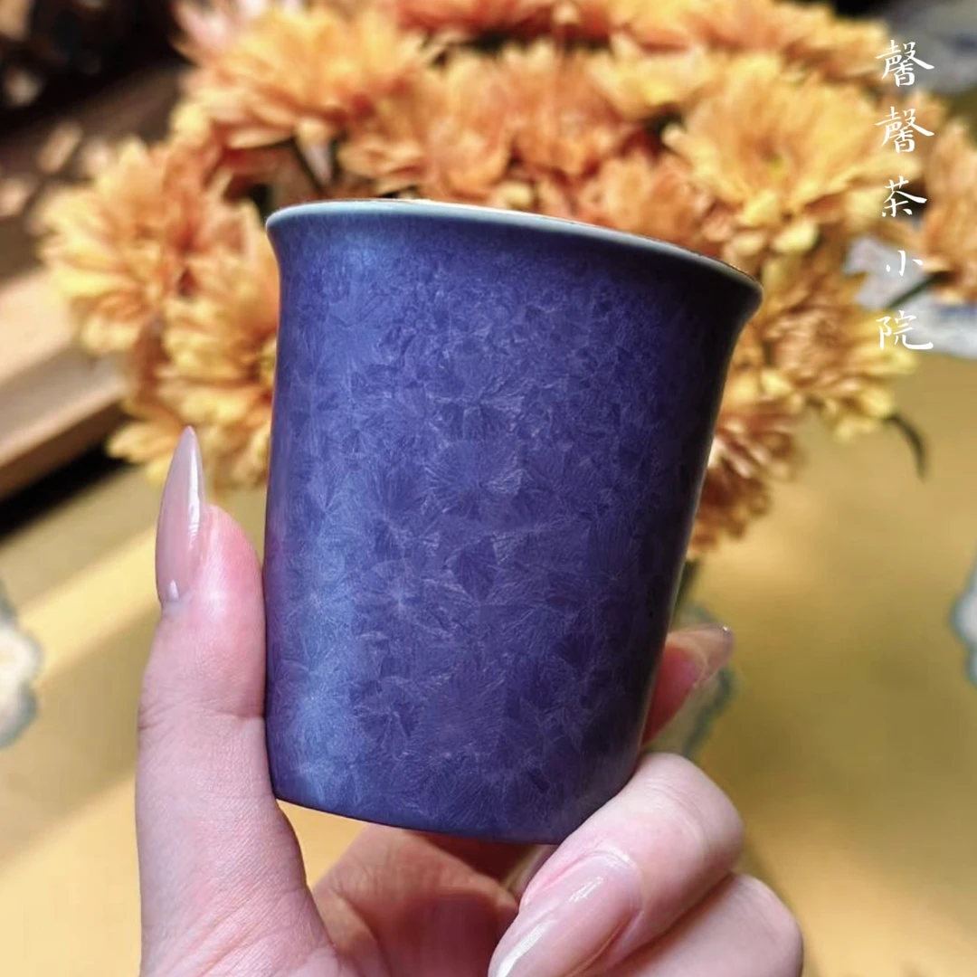 【所谓】70ml紫陌延维结晶窑变冰花直口杯1338