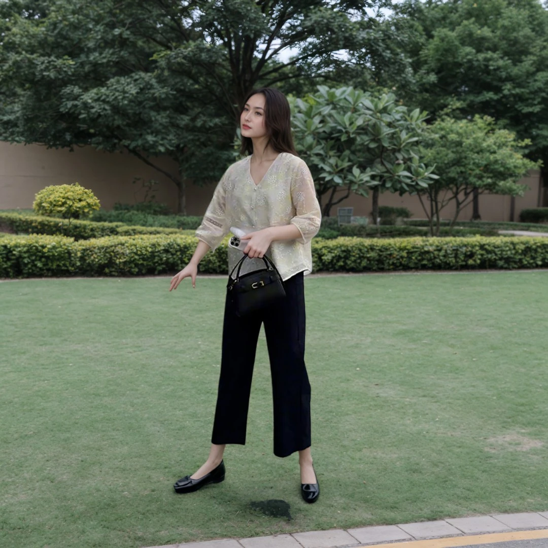 夏装一整套大码女装休闲刺绣宽松短袖上衣休闲九分裤轻熟风两件套
