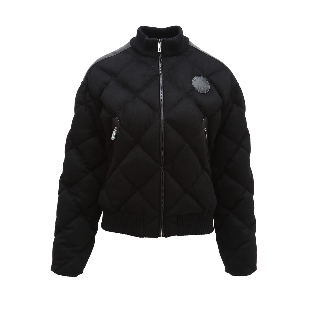 99新 Hermes/爱马仕 花花特价徽标衍缝外套 羽绒服 黑色 34码