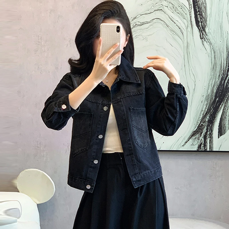 开春穿搭时尚烫钻牛仔短外套女春秋2025新款韩版百搭显瘦夹克上衣