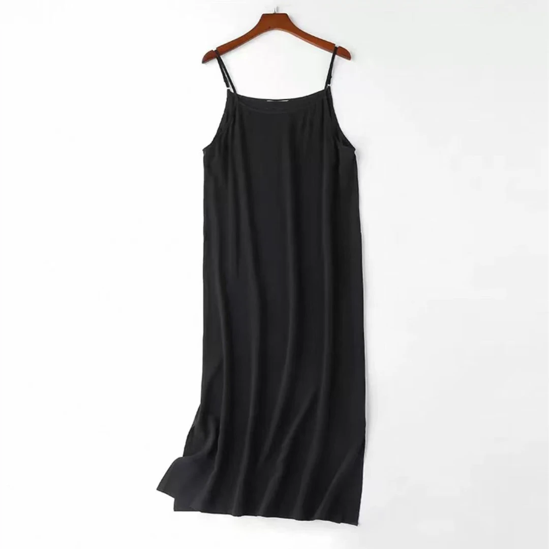 K2499 舒适亲肤铜氨丝吊带连衣裙 LN240208