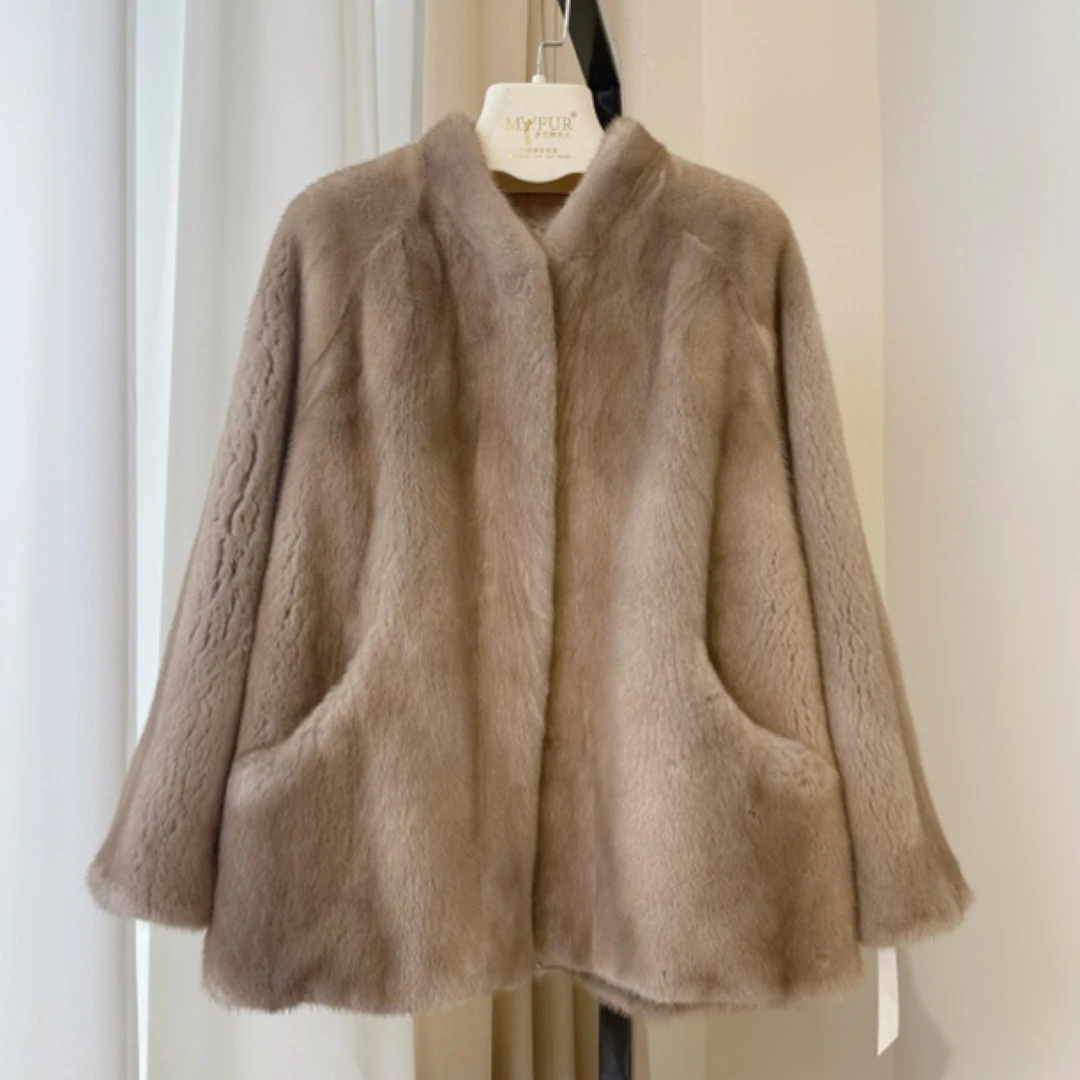 帕斯条原色北海道爆款2025进口水貂皮草短二天鹅绒整貂网红直播福