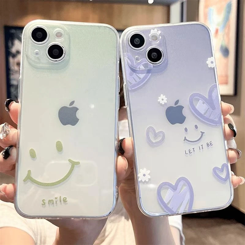 渐变笑脸适用iphone17苹果16手机壳小米OPPO华为VIVO荣耀一加魅族