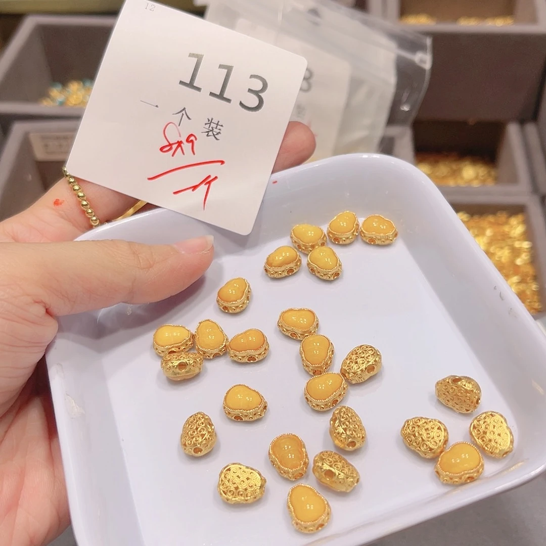 蜜蜡珠宝奇石银S925镀金镶嵌113