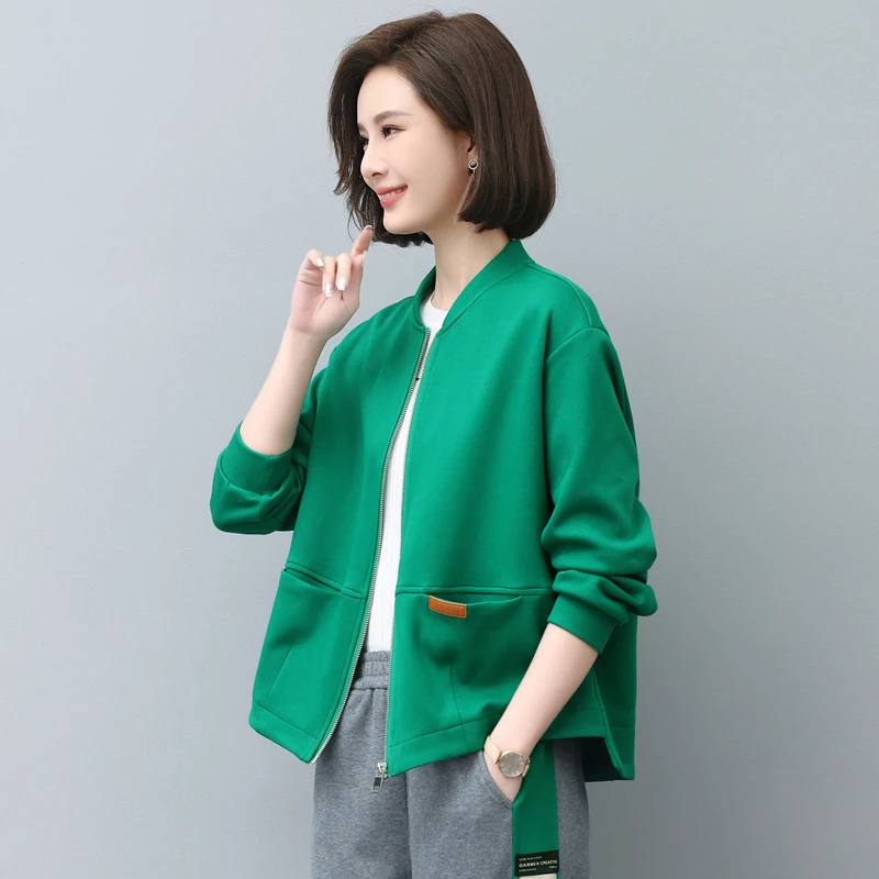 外套女春秋款2025年新款卫衣开衫短款韩版宽松小个子妈妈休闲时尚