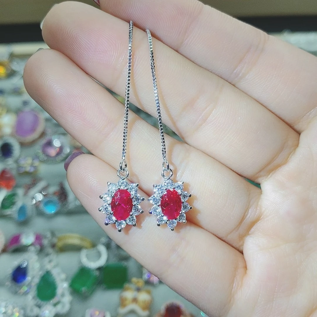 【闪购商品】托帕石耳饰银S925镶嵌