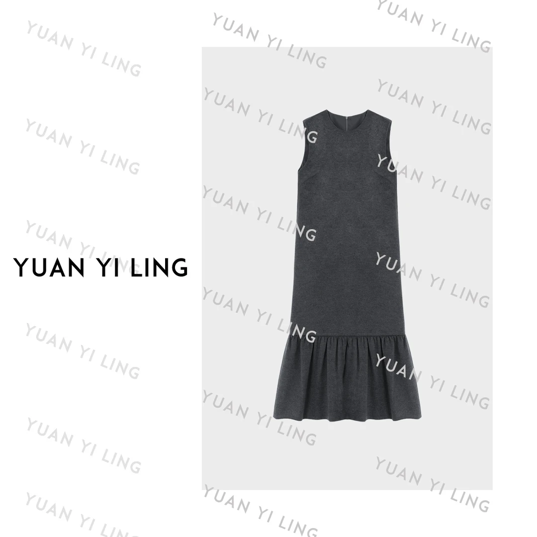 袁艺灵【罗弗敦的夜】澳毛鱼尾荷叶摆设计款高奢连衣裙3226