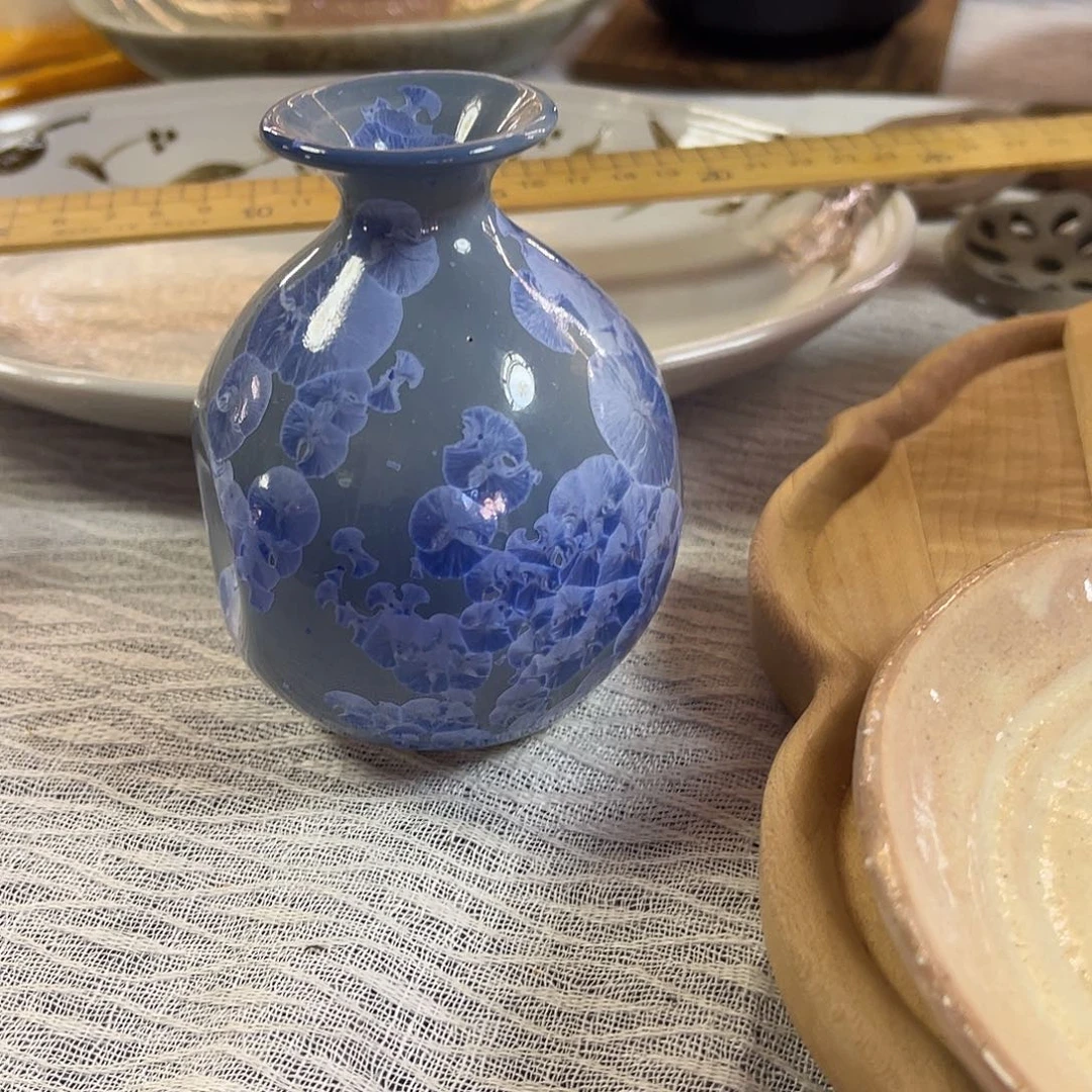 瓷片冰蓝结晶釉小花器1