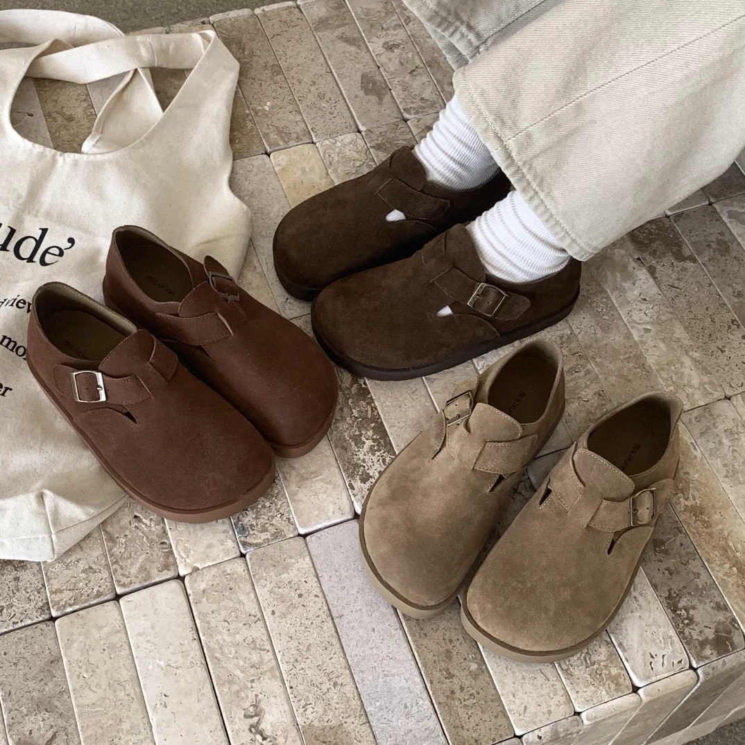 VEEFSHOW 998-1 时尚勃肯鞋单鞋低跟百搭厚底时尚豆豆鞋一脚蹬