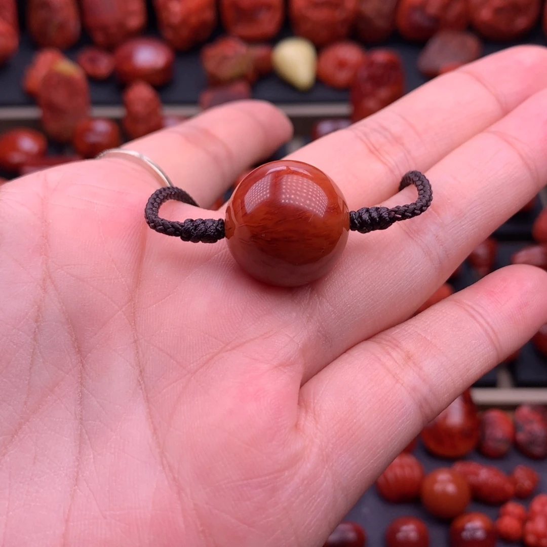 南红玛瑙未镶嵌川料原矿高品圆珠18.8mm