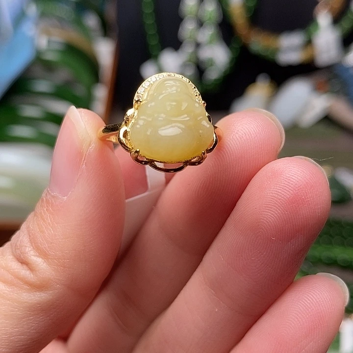 和田玉银S925镶嵌戒指