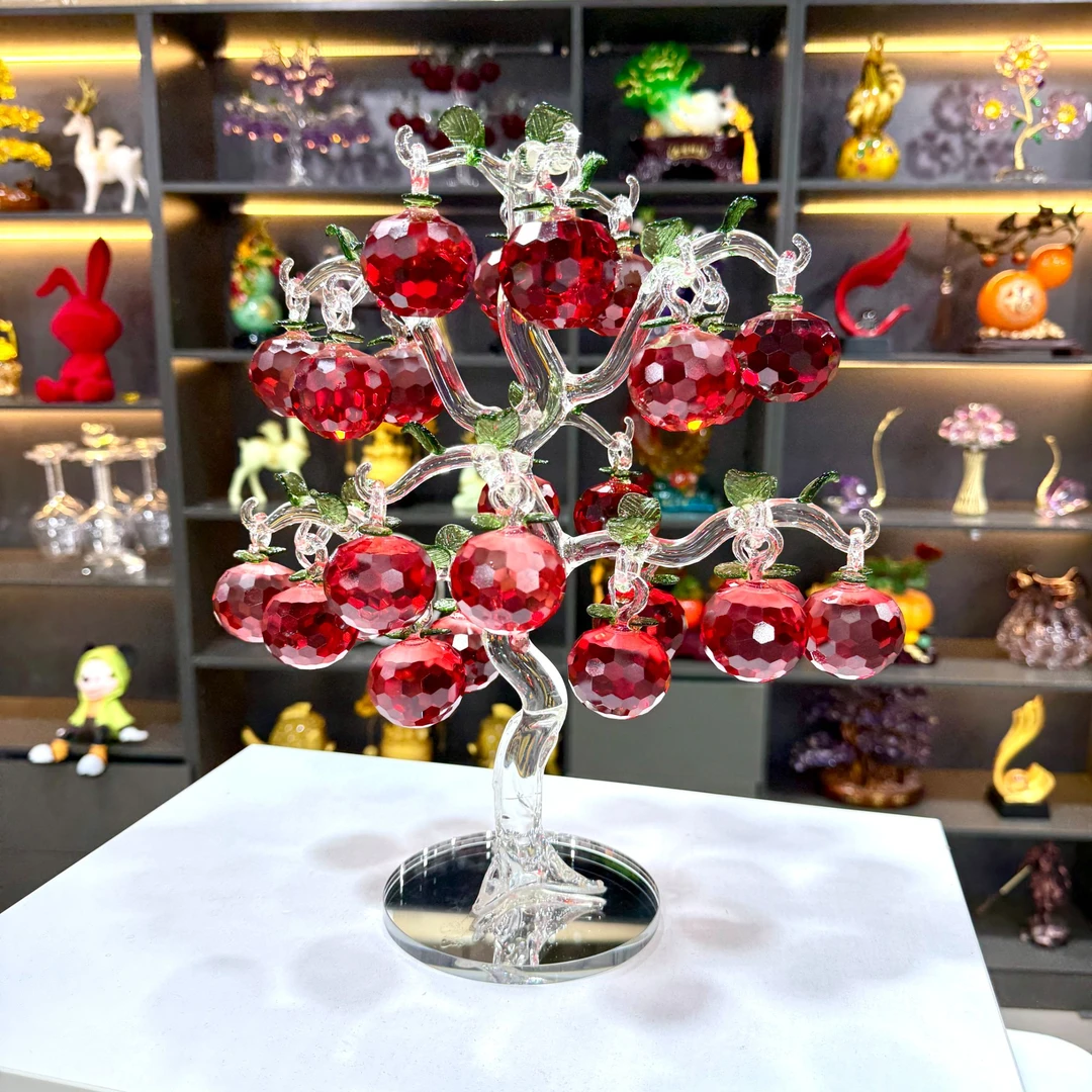 大号24挂苹果树K9水晶玻璃创意轻奢客厅电视柜玄关高档透明装饰品