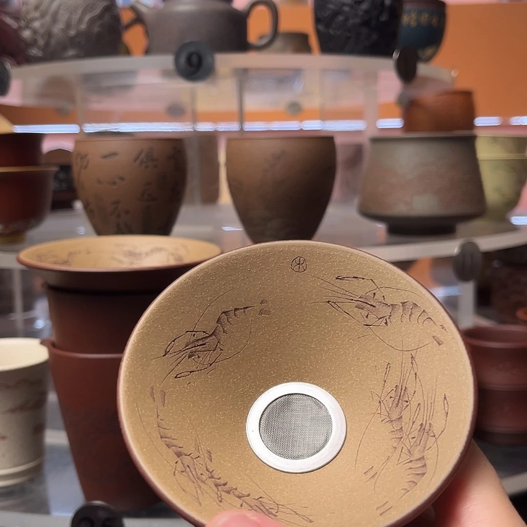 紫砂茶杯手工茶漏 一套