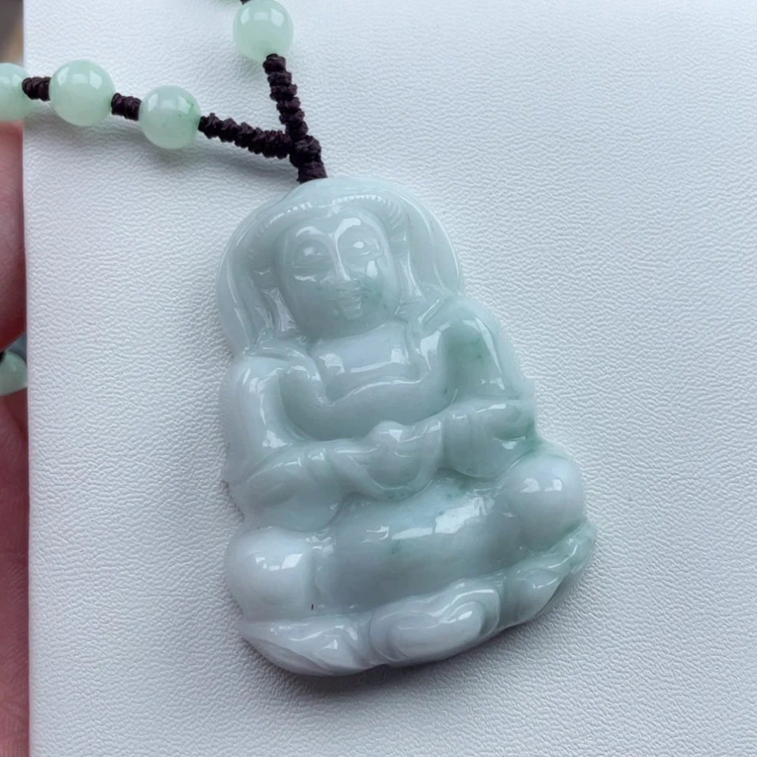 翡翠未镶嵌颈饰观音微瑕介意勿拍