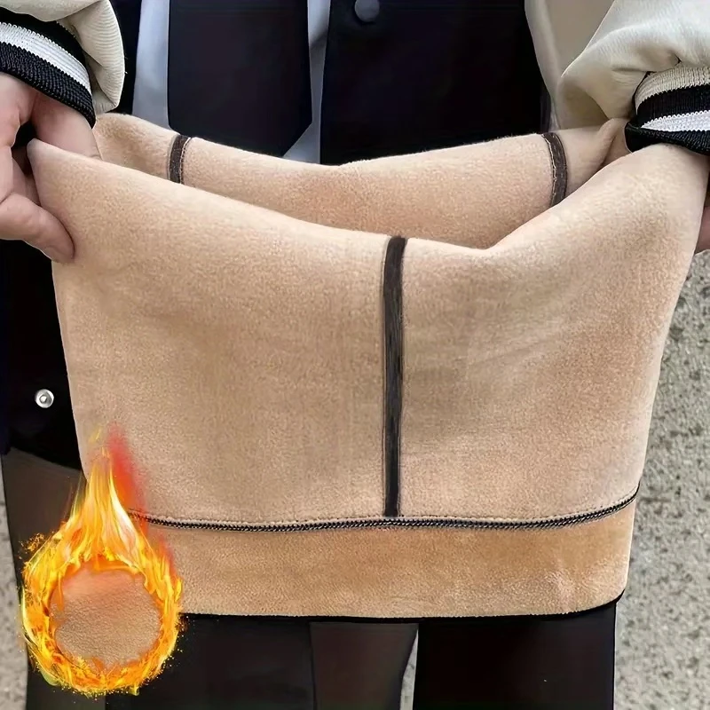 冬季女款加厚加绒高腰踩脚打底裤外穿保暖显瘦神器黑透肤连袜