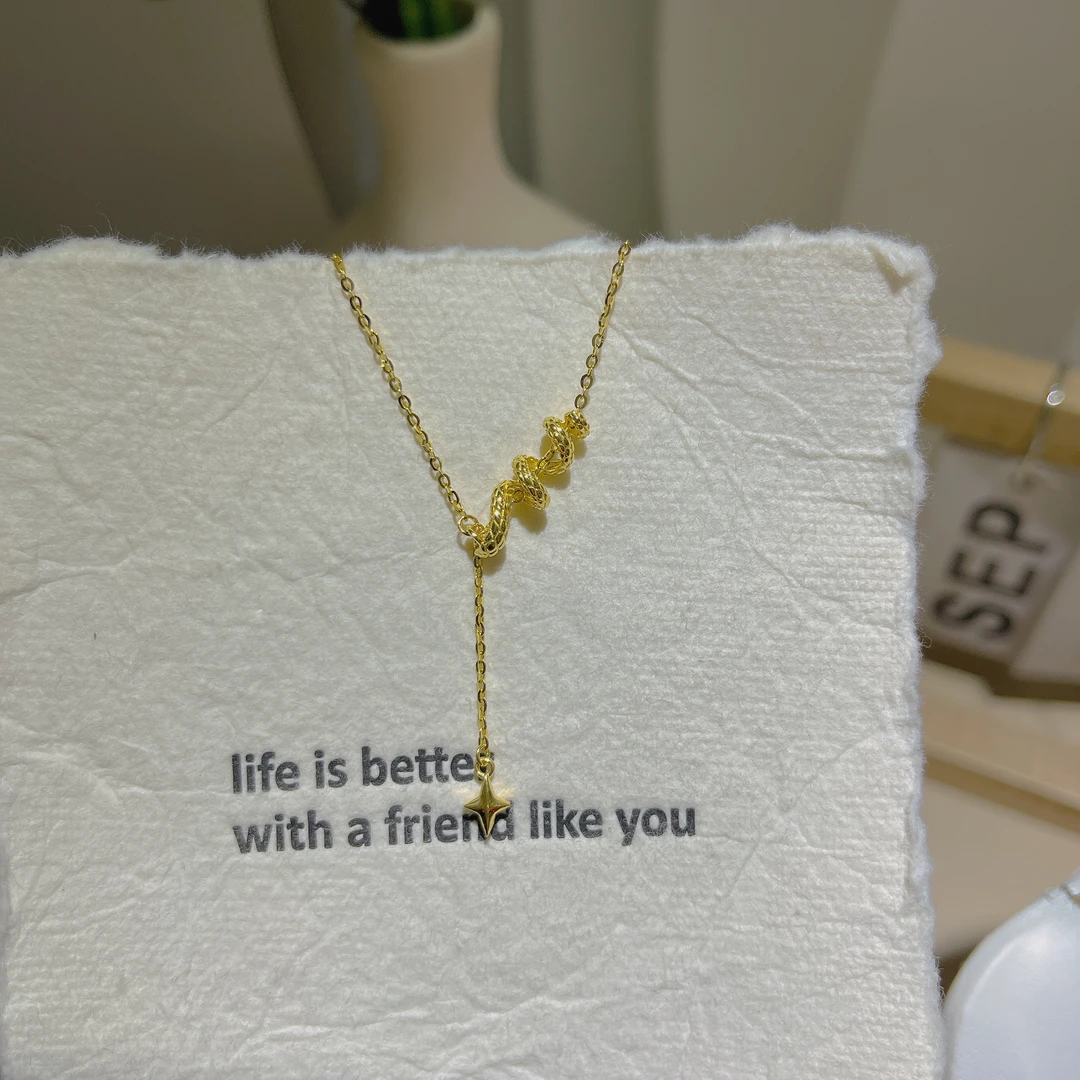 5G工艺足金999简约精致芒星卷卷蛇套链