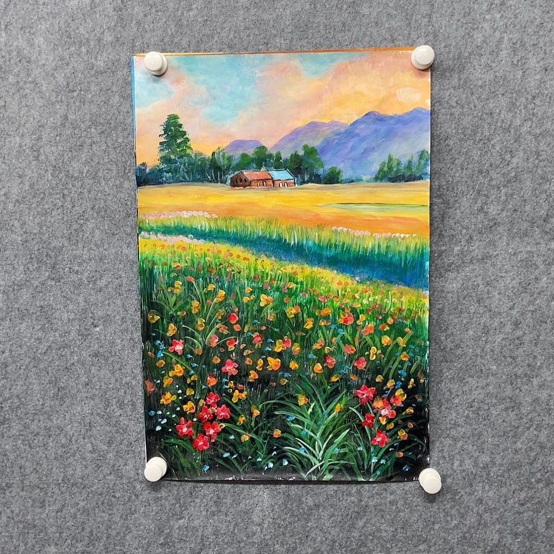 国画四尺三开一副