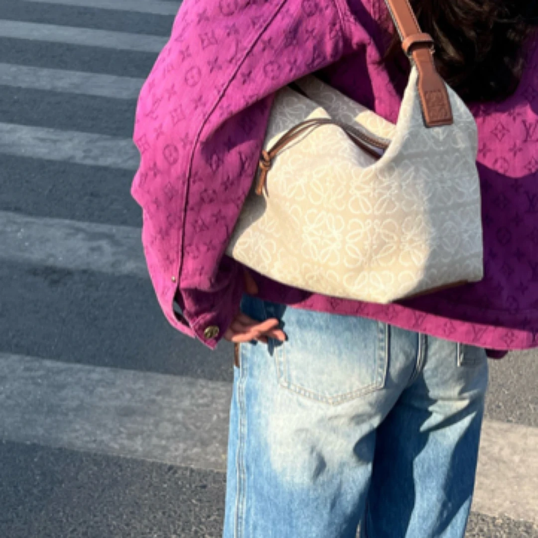 95新 LOEWE/罗意威 LOEWE/罗意威 CUbi饭盒包 大号 帆布刺绣