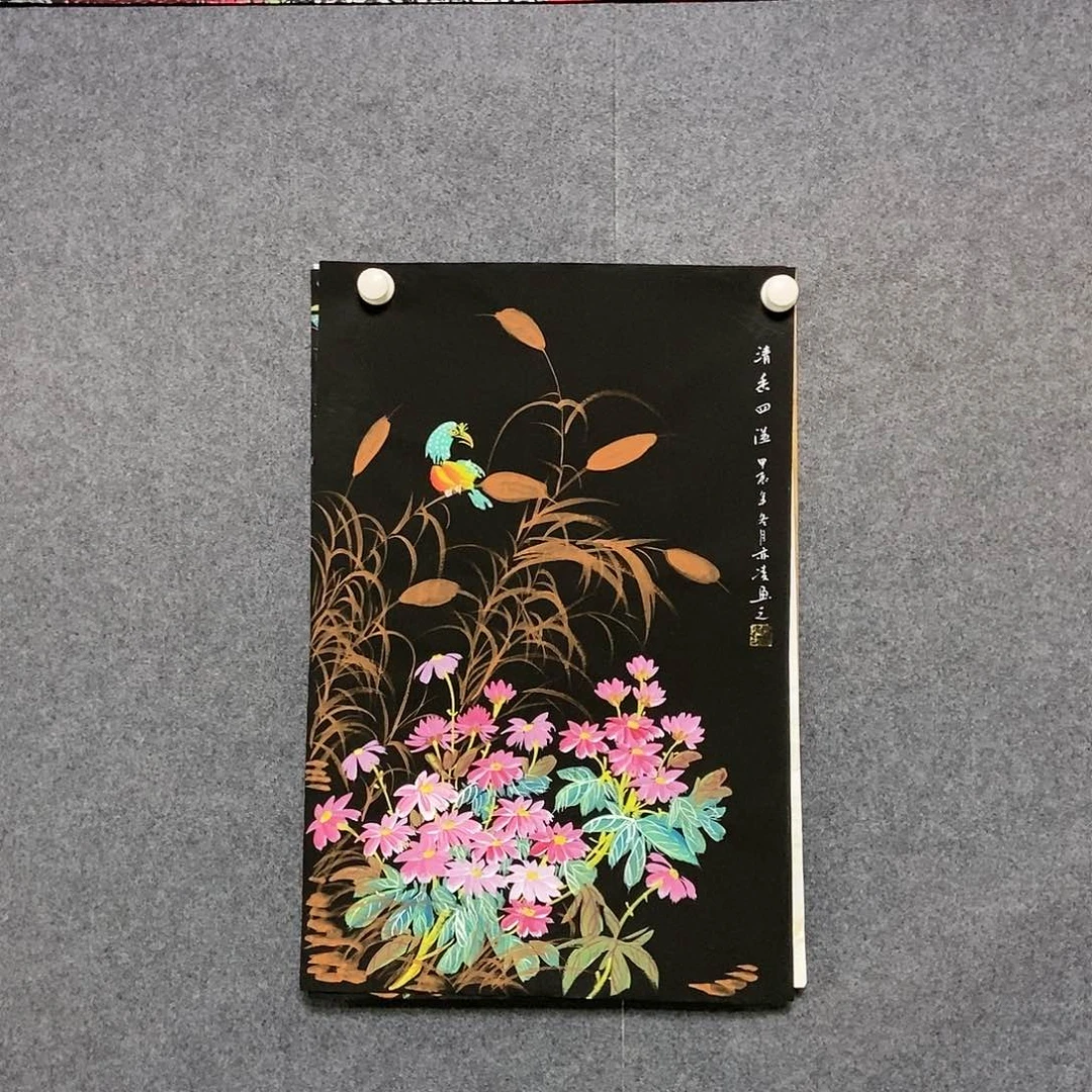 国画四尺三开一副