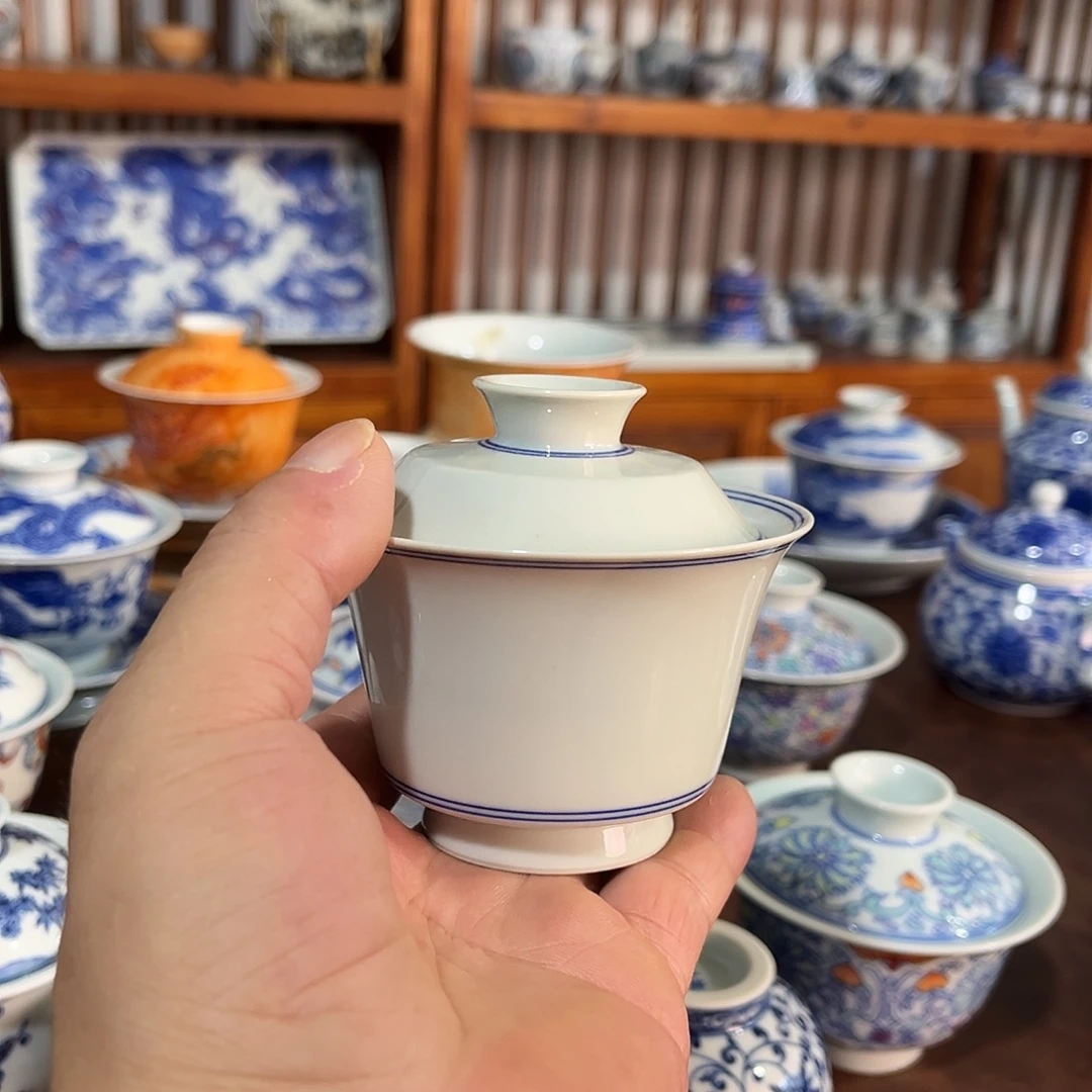 錡镇堂手工手绘绘盖碗