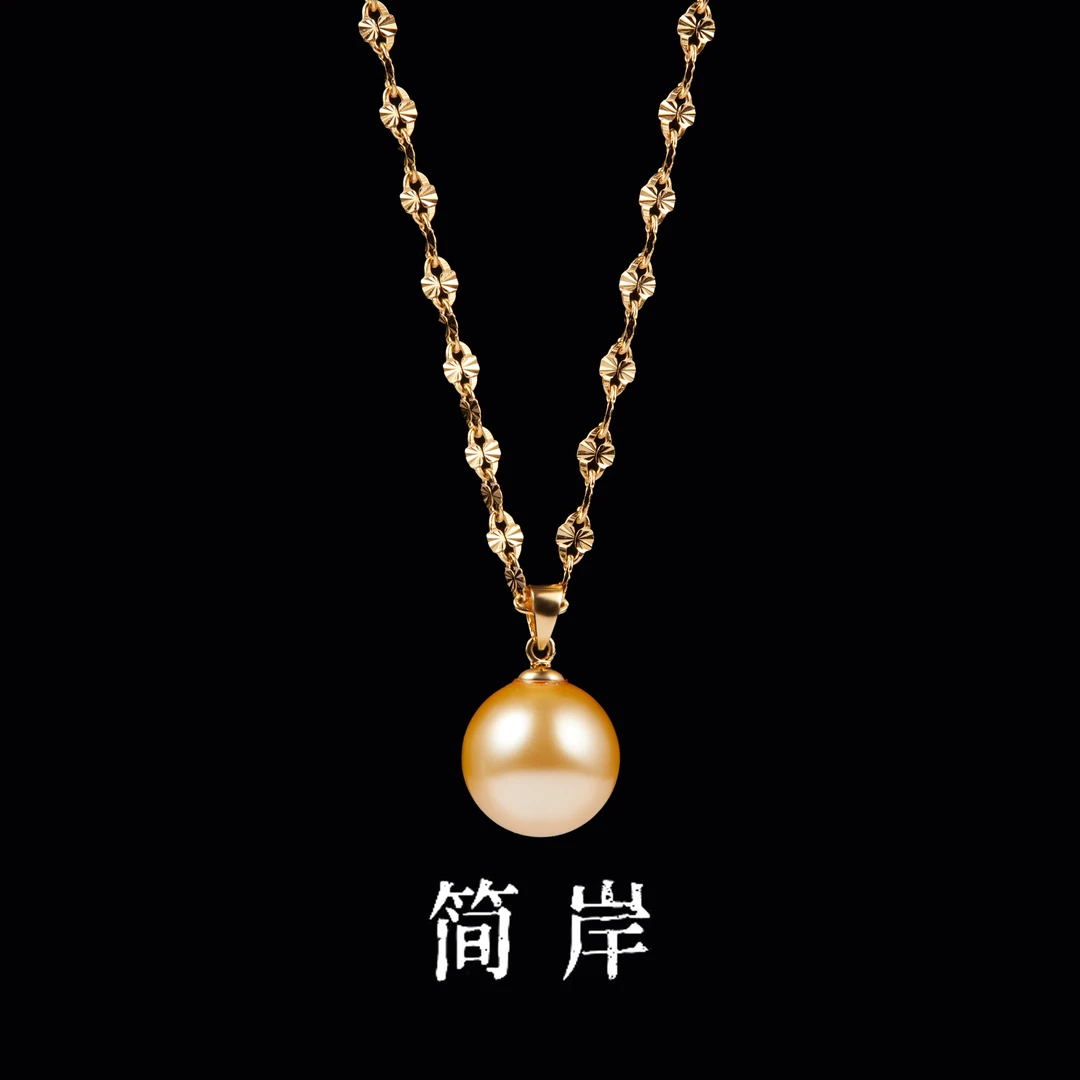 坠链均925银仿珍珠 S925银金风玉露吊坠项链