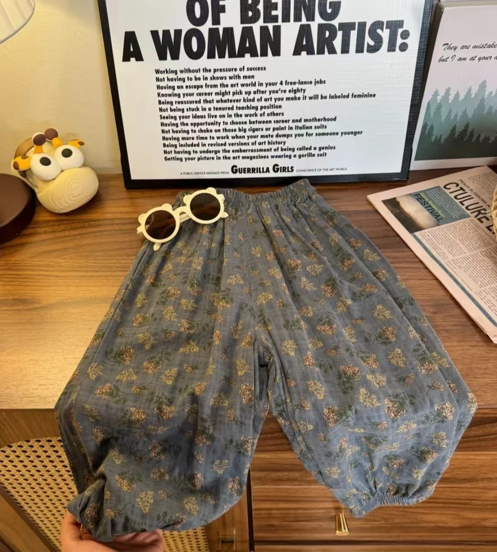 【轻薄透气】夏季2025新款儿童防蚊裤韩版灯笼裤男女童满印花休闲裤