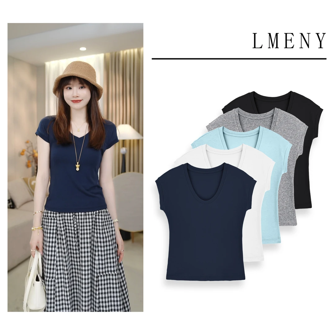 LMENY空气感T~时尚小U领气质显瘦T恤25BT024