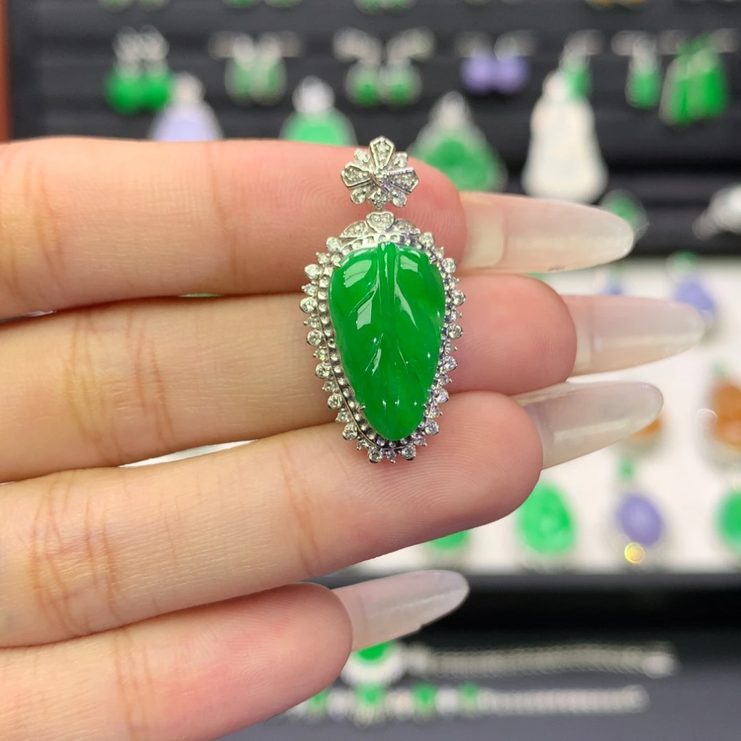 翡翠18K金镶嵌吊坠(不含链)