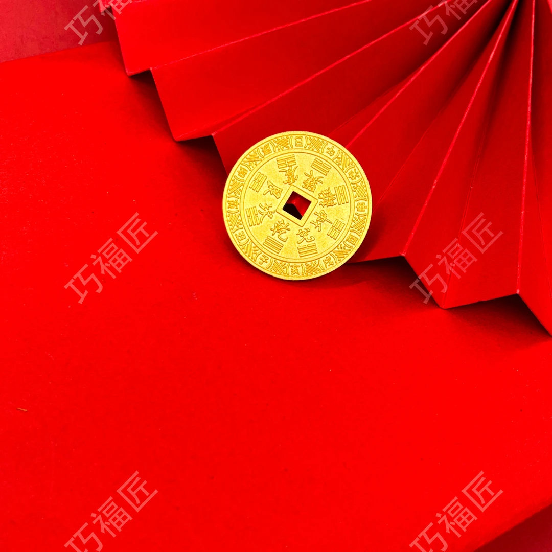 吊坠足银 山鬼花钱吊坠金包了银 手工气质时尚 光面百搭经典潮流