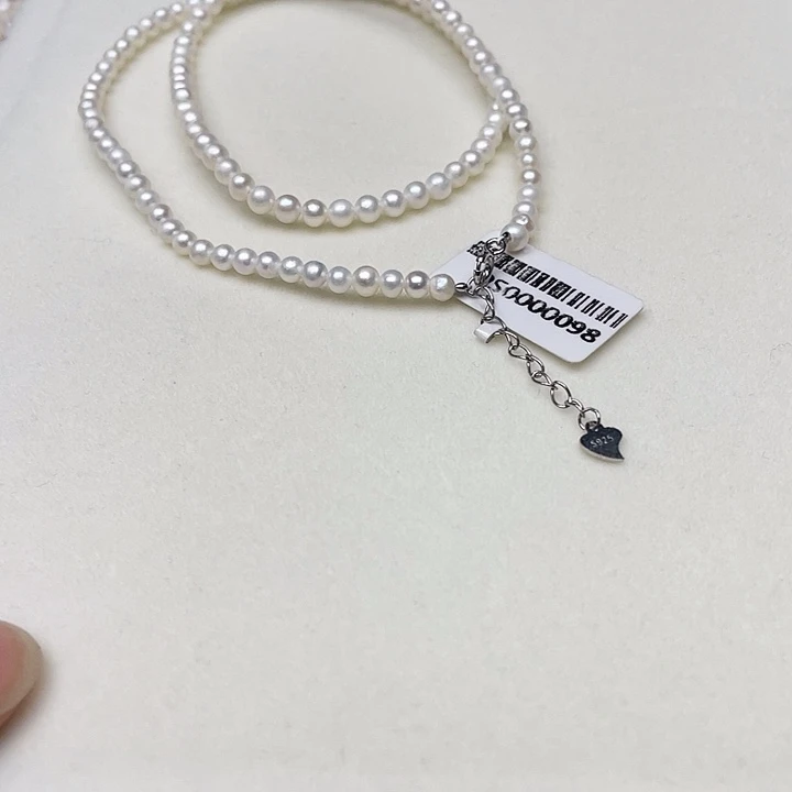 颈饰淡水珍珠银S925镶嵌卡4➕极光冷白炫彩