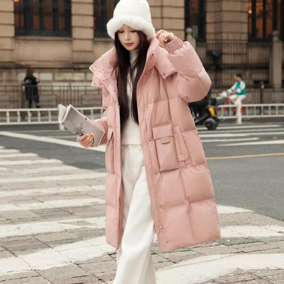 315 羽绒服女时尚气质高级感休闲女士连帽中长款小个子加厚韩版