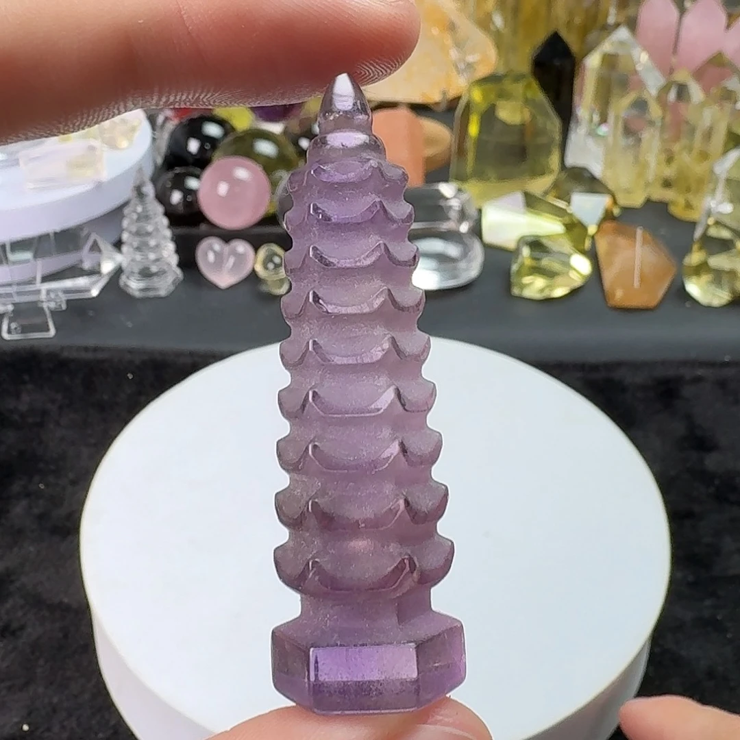 水晶珠宝半成品未镶嵌紫晶文昌塔