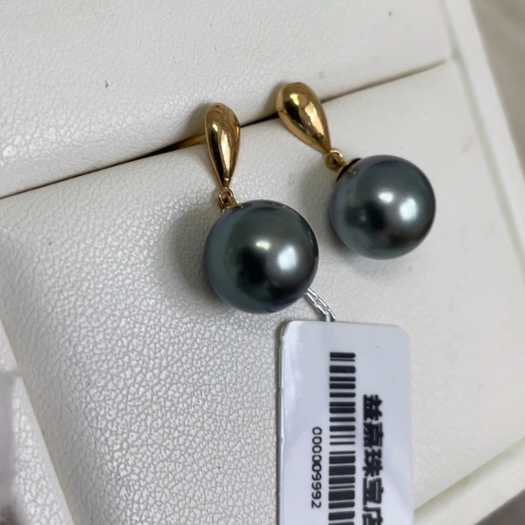 耳饰18K金镶嵌海水珍珠9-10mm