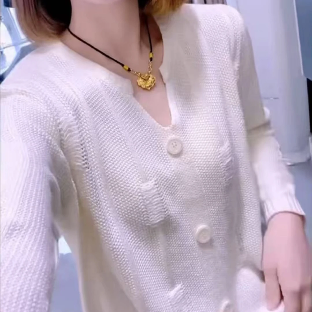 新款镂空时尚简约气质百搭纯色女装长袖