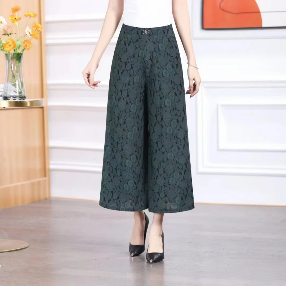 MB[丽姐.优选]高端花萝休闲阔腿裤