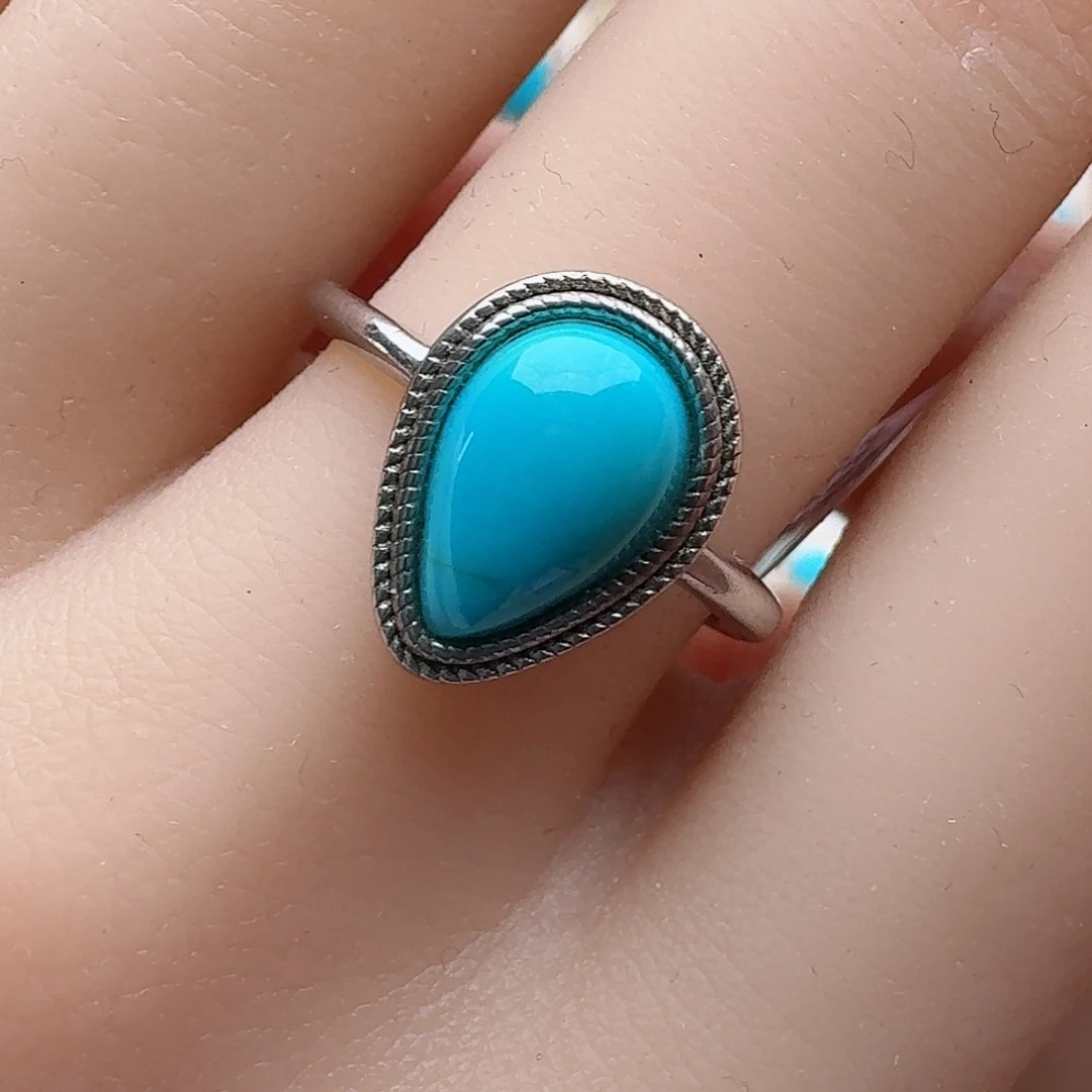 绿松石银S925镶嵌戒指