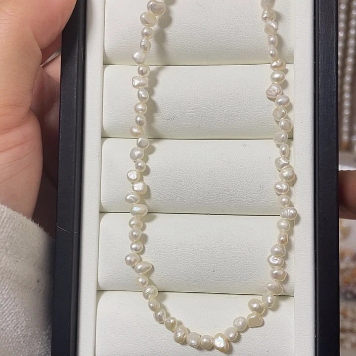 淡水珍珠合金耳饰3.5-4